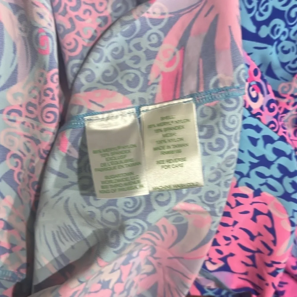 Lilly Pulitzer Luxletic Marion Mesh panel Half Zip Borealis blue tropic down low - Picture 11 of 11